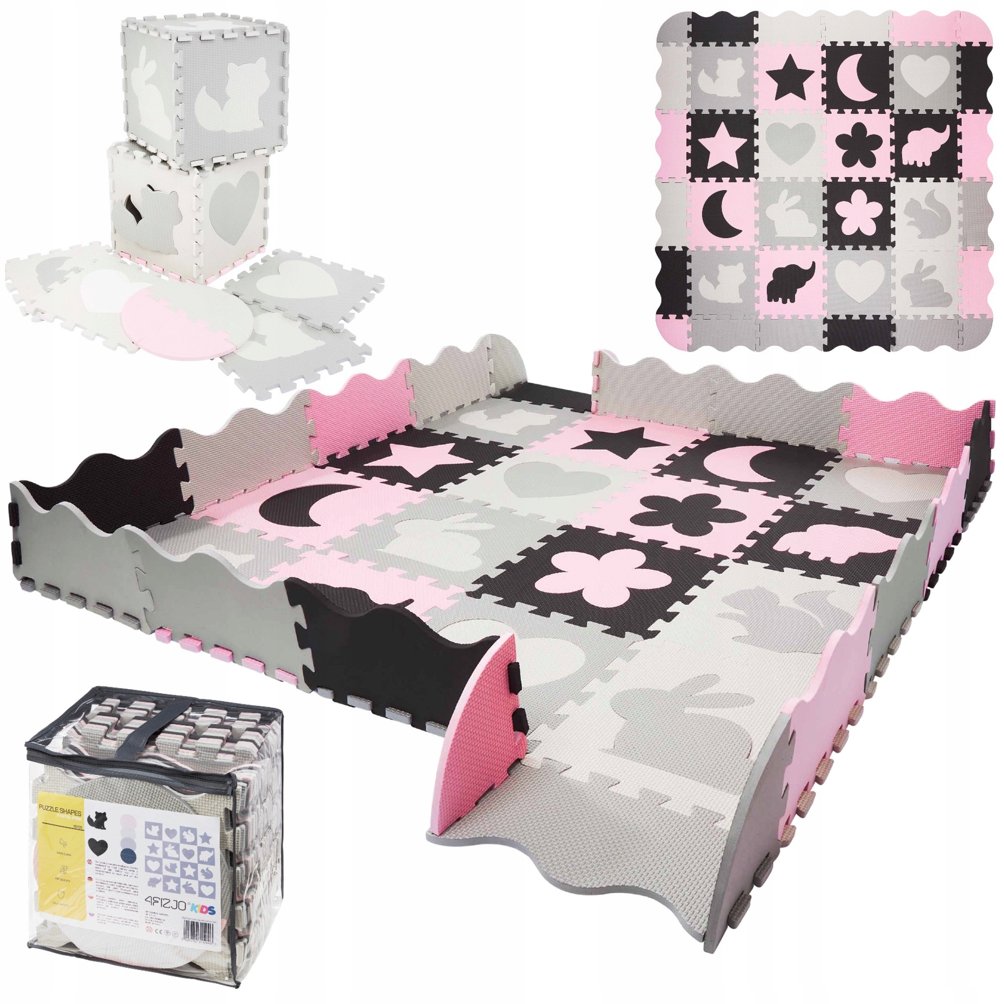 MATA EDUKACYJNA PIANKOWA PUZZLE KSZTAŁTY 36el. XXL