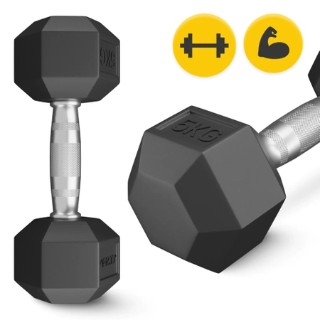 HEX acél kézi súlyzó, 1 x 5 kg