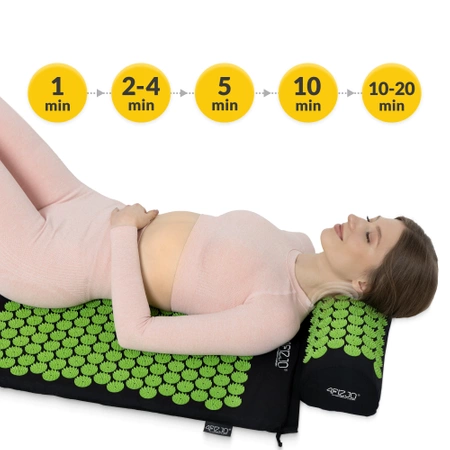 Nagy akupresszúrás szőnyeg párnával, XL, zöld