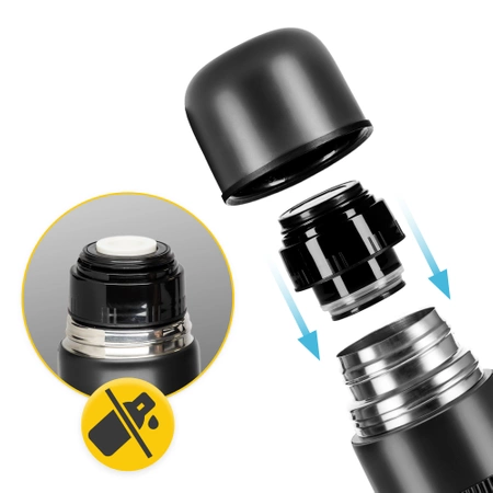 Termosz kávé- és teafőzéshez, 1 l, fekete