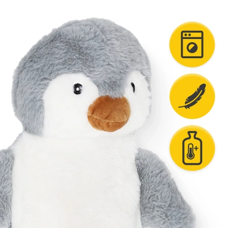 Plüss melegítőpalack pingvin mintás szövetborítással, 0,75 l