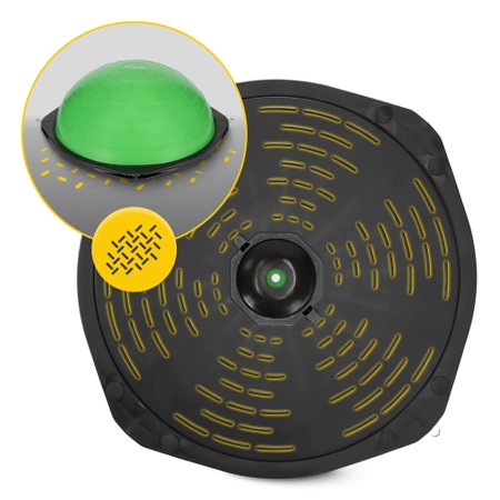 Gumiszalaggal ellátott egyensúlyozó félgömb, zöld
