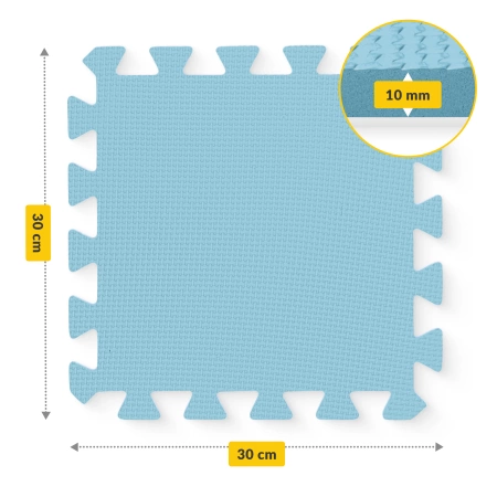 Oktató puzzle szőnyeg gyerekeknek, 90 x 90 cm, kék
