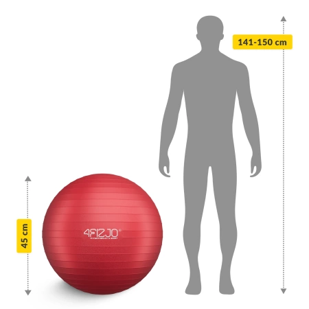 Felfújható gimnasztikai labda, 55 cm, piros