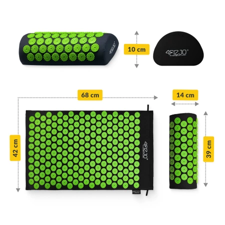 Párnával ellátott klasszikus akupresszúrás szőnyeg, zöld