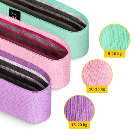 HIP BAND textil erősítő gumiszalag szett, 3 db