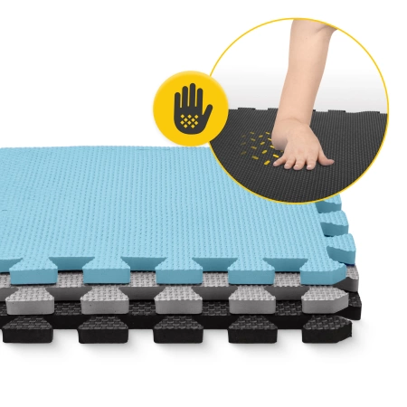 Oktató puzzle szőnyeg gyerekeknek, 90 x 90 cm, kék