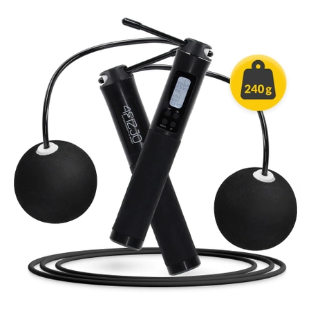 Számlálóval és golyóval ellátott ugrálókötél, fekete