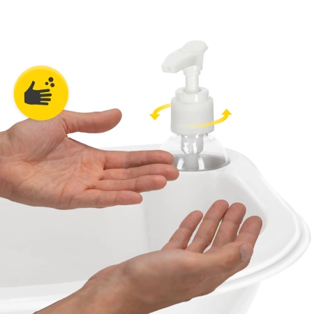 Elemmel működő hordozható turistamosdó