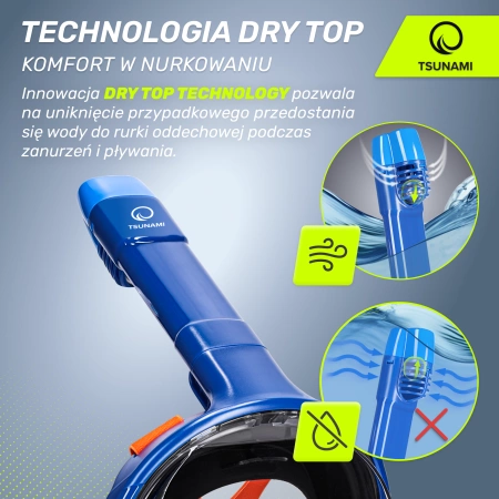 TSUNAMI teljes arcú búvármaszk, S/M, kék