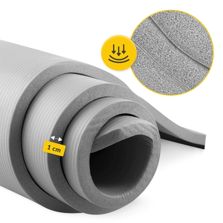 NBR torna- és jógaszőnyeg, 180 × 60 × 1 cm, szürke