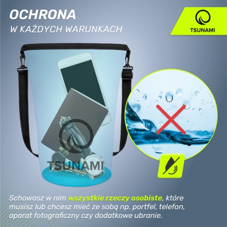 TSUNAMI vízálló zsák, 5 l, kék