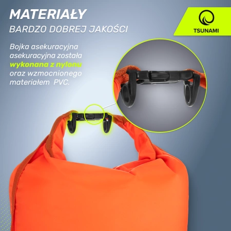 TSUNAMI vízálló tárolózsebbel ellátott 2 az 1-ben felfújható biztonsági úszóbója, narancssárga