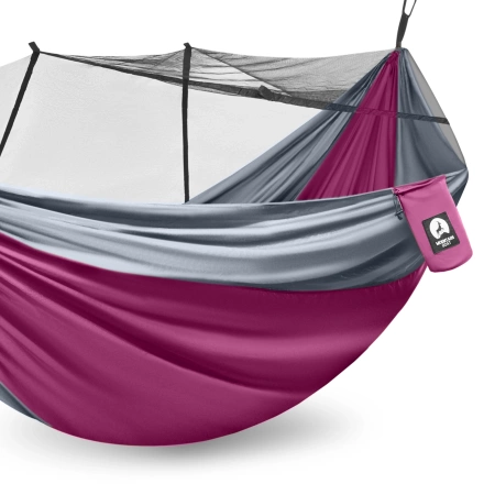 Mountain Goat kétfős utazási függőágy szúnyoghálóval, szürke és rózsaszín