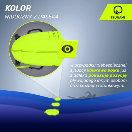 TSUNAMI vízálló tárolózsebbel ellátott 2 az 1-ben felfújható biztonsági úszóbója, sárga