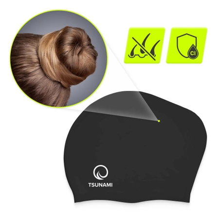 TSUNAMI unisex úszósapka, fekete