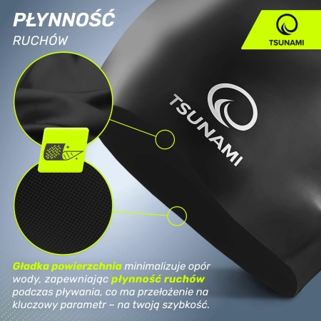 TSUNAMI PRO unisex úszósapka, fekete