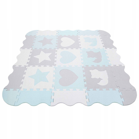 Gyerek oktató puzzle szőnyeg, 120 x 120 cm, világoskék