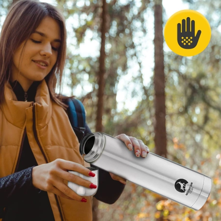 Termosz kávé- és teafőzéshez, 1 l, ezüst