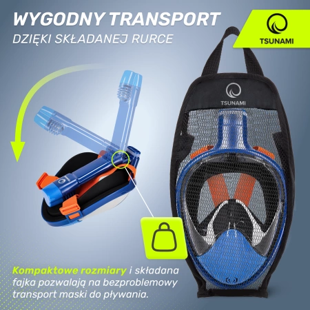 TSUNAMI teljes arcú búvármaszk, L/XL, kék