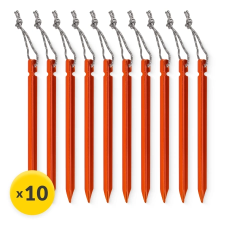 Háromszög alakú alumínium sátorcövek készlet, 15 cm, 10 db