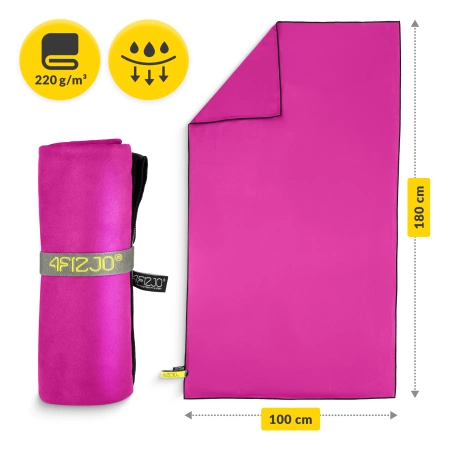 Gyorsan száradó mikroszálas törölköző, 180 x 100 cm rózsaszín