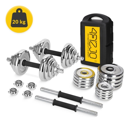 Bőröndöt tartalmazó acél súlyzókészlet, 20 kg