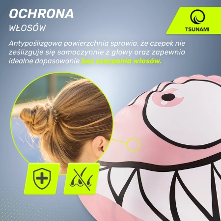 TSUNAMI gyermek úszósapka, cápa mintás, rózsaszín