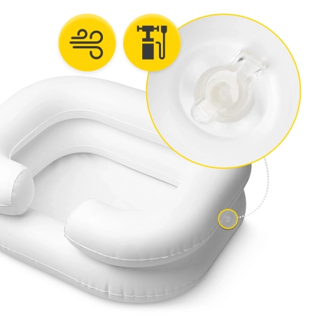 Felfújható medence a fej mosásához az ágyban