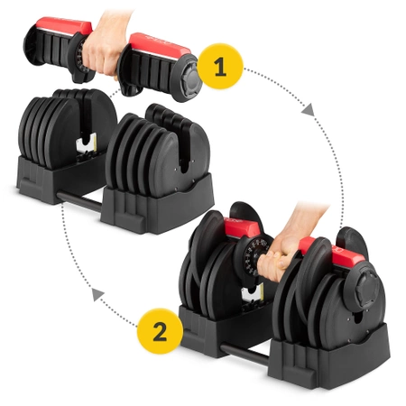 PREMIUM 2 az 1-ben állítható kézisúlyzó és súlyzórúd, 2,5-40 kg