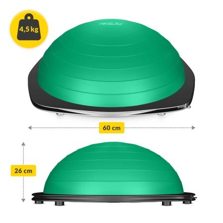 Egyensúlyozó félgömb gumis expanderrel, zöld