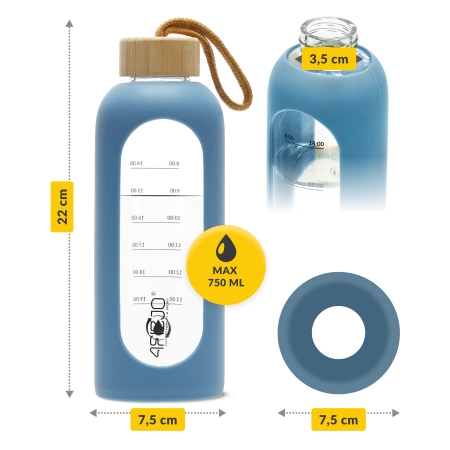 Üvegkulacs, 750 ml, kék