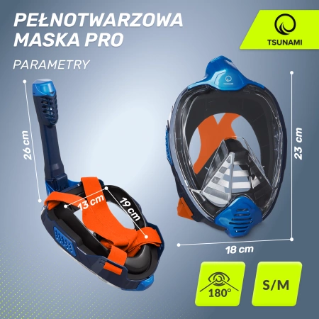 TSUNAMI PRO teljes arcú búvármaszk, S/M
