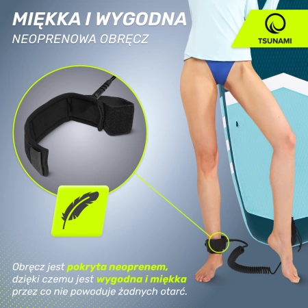 TSUNAMI leash SUP deszkához, fekete