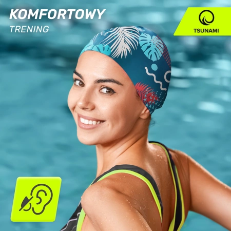 TSUNAMI női úszósapka, leveles minta