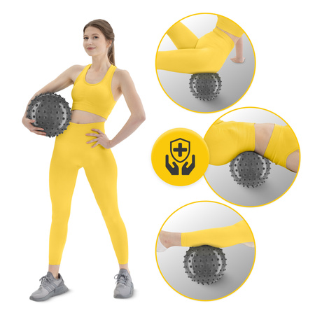 Tüskés rehabilitációs labda, 20 cm, szürke