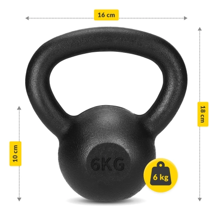 Öntöttvas kettlebell, 6 kg
