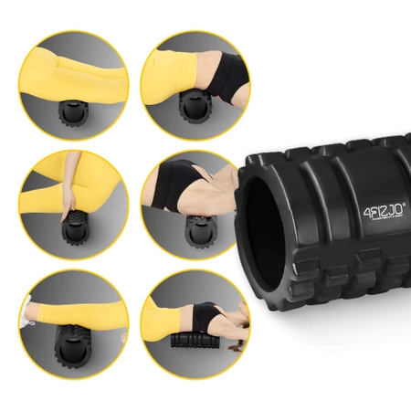 EVA bordázott masszázshenger, 33 cm, fekete