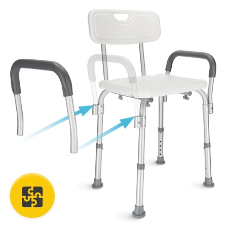 Zuhanyszék háttámlával és kartámasszal