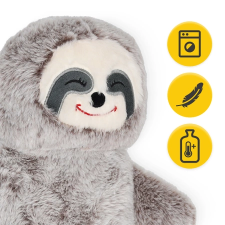 Plüss melegítőpalack lajhár mintás szövetborítással, 0,75 l