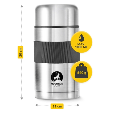 Rozsdamentes acél étkezési termosz, 1 l, ezüst