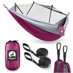 Mountain Goat egyágyas utazó függőágy szúnyoghálóval, szürke és rózsaszín