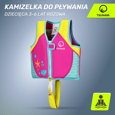 TSUNAMI úszómellény 3-6 éves gyerekeknek, rózsaszín