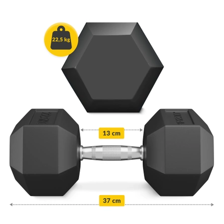 HEX acél kézisúlyzó, 1 x 22,5 kg