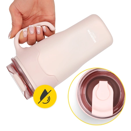 Szívószállal ellátott termobögre, 650 ml, rózsaszín