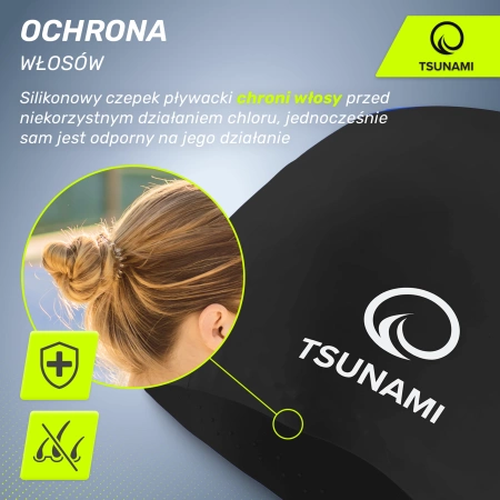 TSUNAMI unisex úszósapka, fekete