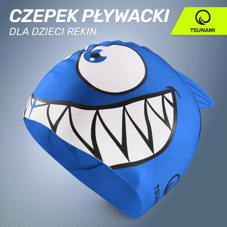 TSUNAMI gyerek úszósapka, cápa mintás, kék