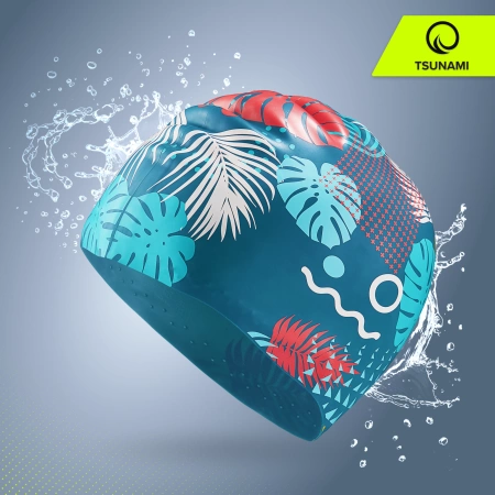 TSUNAMI női úszósapka, leveles minta