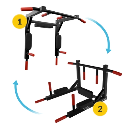 Falra szerelhető, 2 az 1-ben húzódzkodó rúd