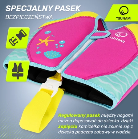 TSUNAMI úszómellény 3-6 éves gyerekeknek, rózsaszín